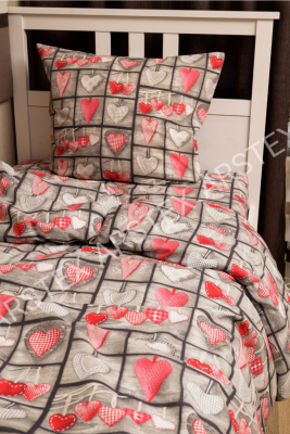 КПБ Разноцветные сердца бязь 1,5 сп с 1 наволочкой